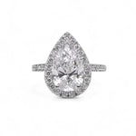 Front of Pear-shaped diamond ring on a white background