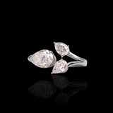 14K White Gold 4.50 Carat Three Stone Pear Lab Diamond Ring