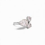 14K White Gold 4.50 Carat Three Stone Pear Lab Diamond Ring