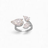 14K White Gold 4.50 Carat Three Stone Pear Lab Diamond Ring