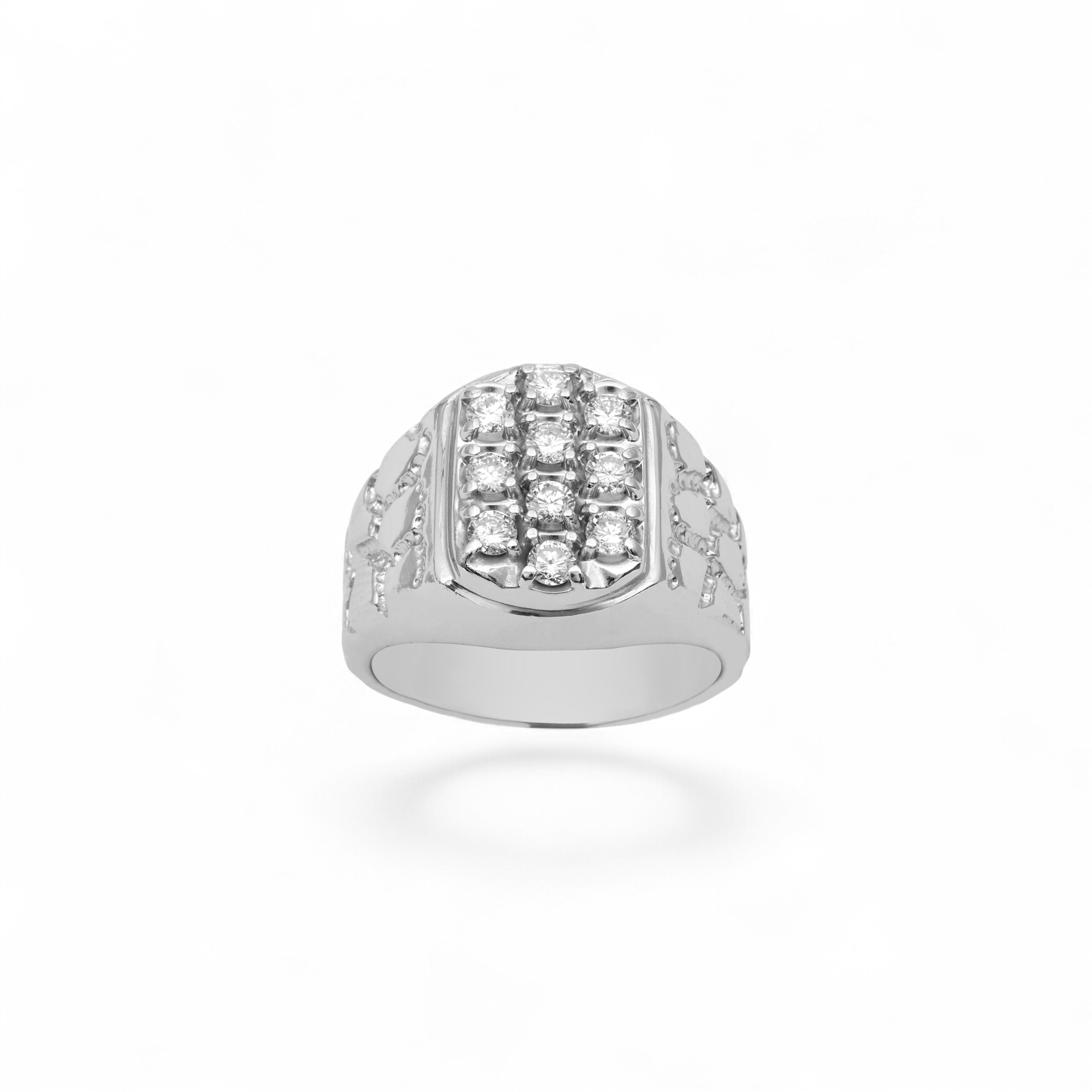 Anillo de oro blanco de 14 quilates con diamante natural de 1,00 quilates tipo "Nugget"