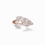 14K Rose Gold 4.50 Carat Three Stone Pear Lab Diamond Ring