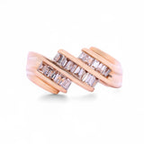 14K Yellow Gold 0.75 Carat Natural Diamond Multi Row Waved Ring