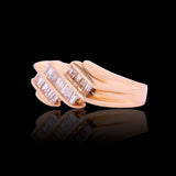 14K Yellow Gold 0.75 Carat Natural Diamond Multi Row Waved Ring
