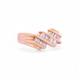 14K Yellow Gold 0.75 Carat Natural Diamond Multi Row Waved Ring