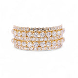 14K Yellow Gold 2.76 Carat Natural Diamond Two Row Wedding Ring