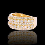 14K Yellow Gold 2.76 Carat Natural Diamond Two Row Wedding Ring