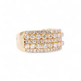 14K Yellow Gold 2.76 Carat Natural Diamond Two Row Wedding Ring