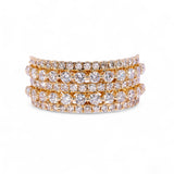 14K Yellow Gold 2.76 Carat Natural Diamond Two Row Wedding Ring
