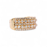 14K Yellow Gold 2.76 Carat Natural Diamond Two Row Wedding Ring
