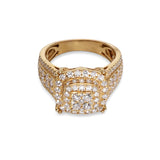 14K Yellow Gold 2.52 Carat Natural Diamond Square Layered Cluster Ring