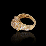 14K Yellow Gold 2.52 Carat Natural Diamond Square Layered Cluster Ring