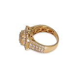 14K Yellow Gold 2.52 Carat Natural Diamond Square Layered Cluster Ring