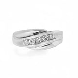 14K White Gold 0.85 Carat Natural Diamond Single Waved Ring