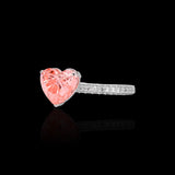 Anillo de oro blanco de 14 quilates con diamante de laboratorio en forma de corazón de 3,10 quilates