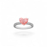 Anillo de oro blanco de 14 quilates con diamante de laboratorio en forma de corazón de 3,10 quilates
