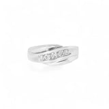 14K White Gold 0.85 Carat Natural Diamond Single Waved Ring