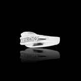 14K White Gold 0.85 Carat Natural Diamond Single Waved Ring