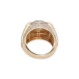 14K Yellow Gold 3.00 Carat Natural Diamond Round Three Row Ring