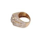 14K Yellow Gold 3.00 Carat Natural Diamond Round Three Row Ring