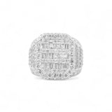 14K White Gold 5.02 Carat Natural Diamond Rectangle Cluster Ring