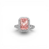 Anillo de Oro Blanco de 14K con Diamante de Laboratorio Rosa de 5.00 Quilates en Halo