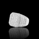 14K White Gold 5.02 Carat Natural Diamond Rectangle Cluster Ring