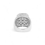 14K White Gold 5.02 Carat Natural Diamond Rectangle Cluster Ring
