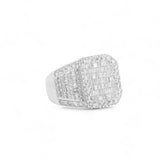 14K White Gold 5.02 Carat Natural Diamond Rectangle Cluster Ring