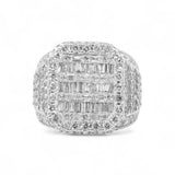 14K White Gold 5.02 Carat Natural Diamond Rectangle Cluster Ring