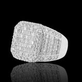 14K White Gold 5.02 Carat Natural Diamond Rectangle Cluster Ring