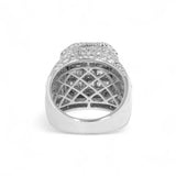 14K White Gold 5.02 Carat Natural Diamond Rectangle Cluster Ring