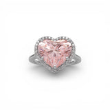 Anillo de compromiso de oro blanco de 14 K con diamantes de laboratorio de 6,50 quilates y halo en forma de corazón