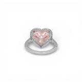 Anillo de compromiso de oro blanco de 14 K con diamantes de laboratorio de 6,50 quilates y halo en forma de corazón