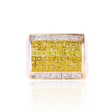 14K Yellow Gold 3.00 Carat Natural Diamond Rectangle Invisible Set Ring