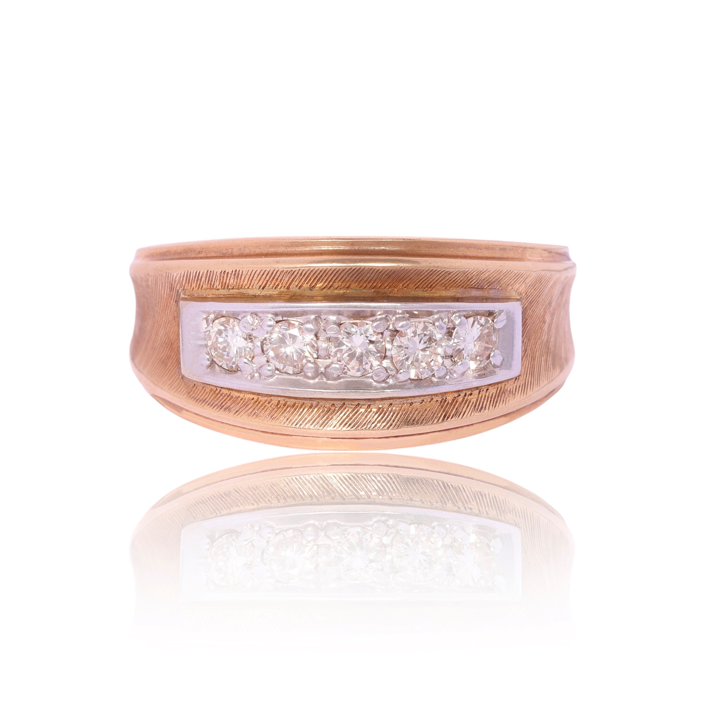 Anillo de boda de oro amarillo de 14 quilates con diamantes naturales de 0,75 quilates