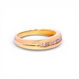 Anillo de boda de oro amarillo de 14K con diamante natural de 0,50 quilates
