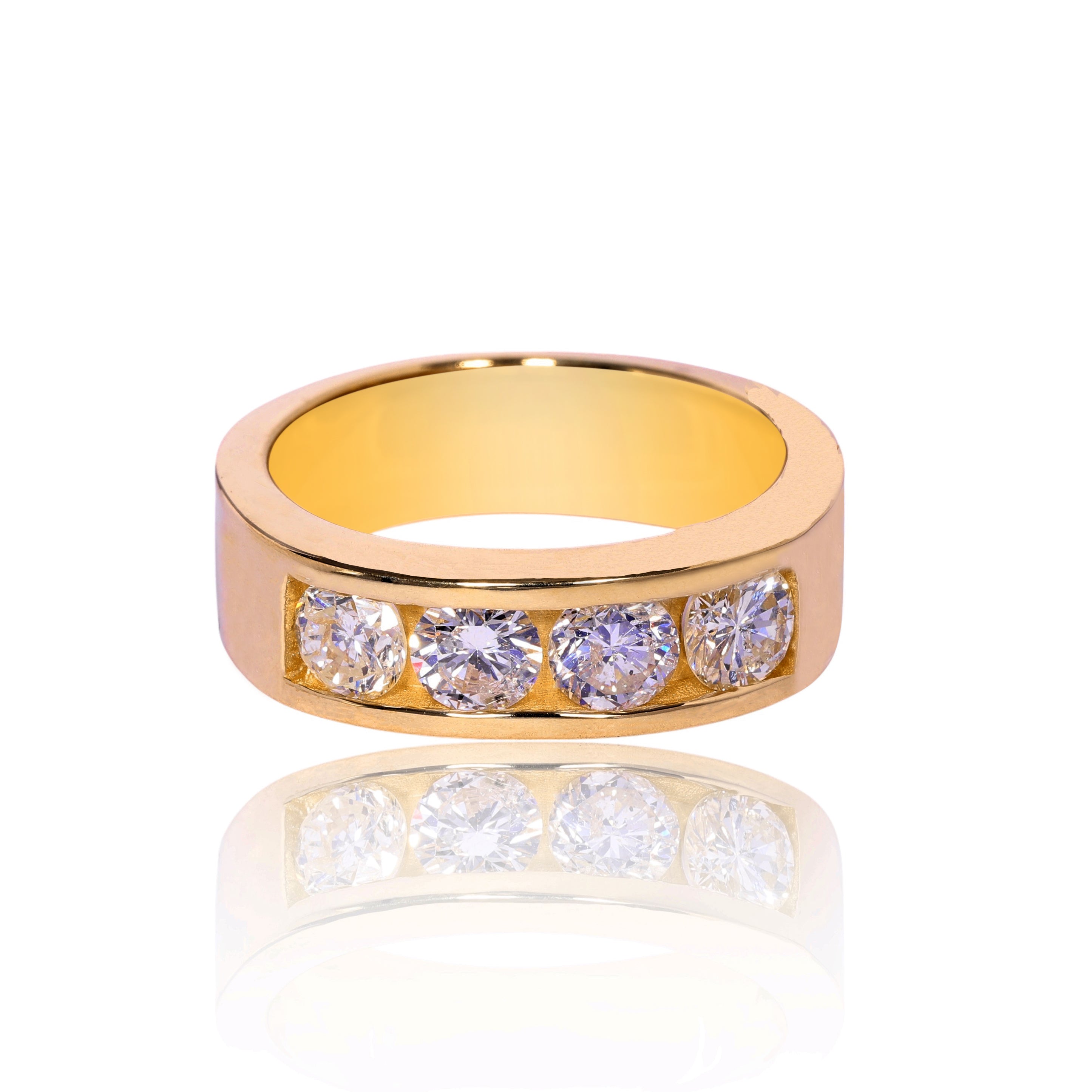 14K Yellow Gold 2.20 Carat Natural Diamond Wedding Band Ring