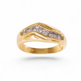 10K Yellow Gold 0.70 Carat Natural Diamond Curved Wedding Band Ring