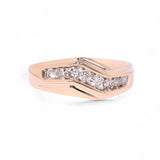 10K Yellow Gold 0.70 Carat Natural Diamond Curved Wedding Band Ring