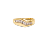 10K Yellow Gold 0.70 Carat Natural Diamond Curved Wedding Band Ring