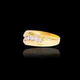 10K Yellow Gold 0.70 Carat Natural Diamond Curved Wedding Band Ring