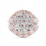 14K Rose Gold 2.00 Carat Natural Diamond Round Multi Row Ring