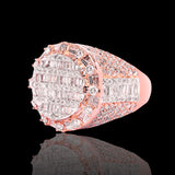 Anillo multihilera redondo de oro rosa de 14K con diamante natural de 2,00 quilates