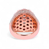 Anillo multihilera redondo de oro rosa de 14K con diamante natural de 2,00 quilates