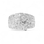 white gold ring with natural diamonds on a black background