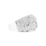 white gold ring with embedded natural diamonds on a white background