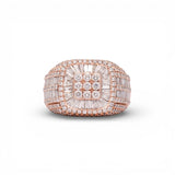 Anillo de diamantes con halo cuadrado de 4,50 quilates de oro rosa de 14 quilates