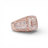 Anillo de diamantes con halo cuadrado de 4,50 quilates de oro rosa de 14 quilates