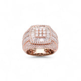 Anillo de diamantes con halo cuadrado de 4,50 quilates de oro rosa de 14 quilates